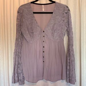 EUC Purple V-Neck Peasant Blouse